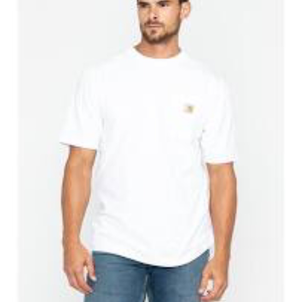 Carrhart Relaxed Fit Heavyweight Short Sleeve Pocket T-Shirt in White sz medium - Picture 2 of 4